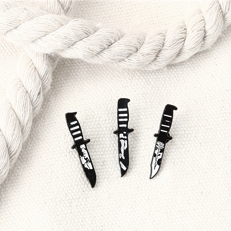 Creative Lover Leg Rose Knife Blade Black Dark Enamel Pins Punk Pin Badges Brooches for Women Men Jewelry Accessories | Украшения и