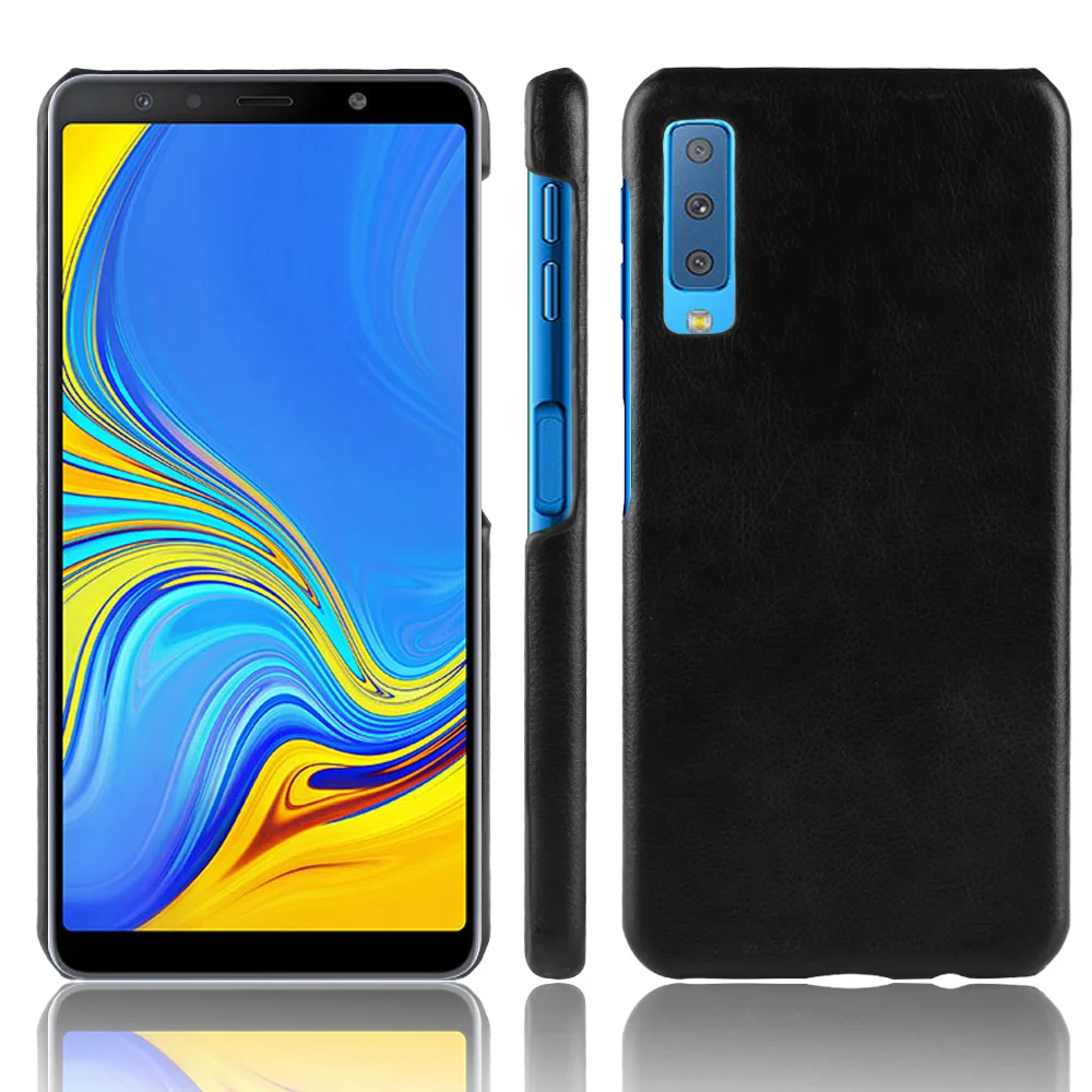 Для Samsung Galaxy A7 2018 чехол личи Кожа шаблон PU кожа и PC Обложка книги для SM-A750F A750F