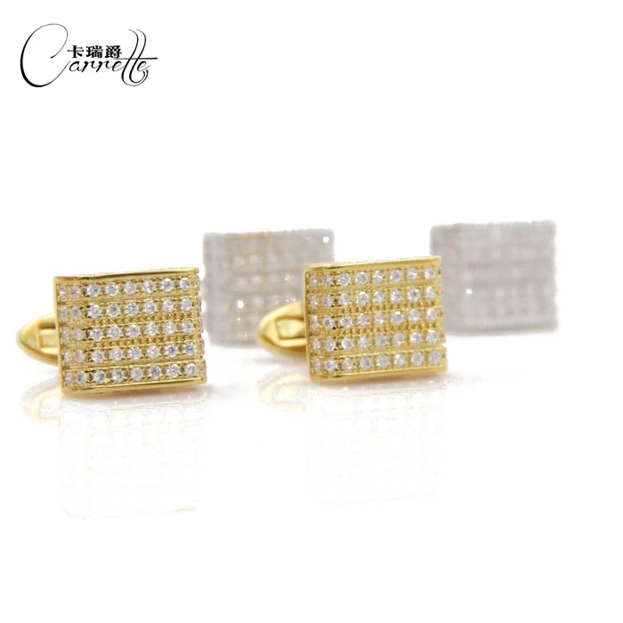 

Contracted fashion Full drill rectangle cufflinks French cuff nail business Two colors