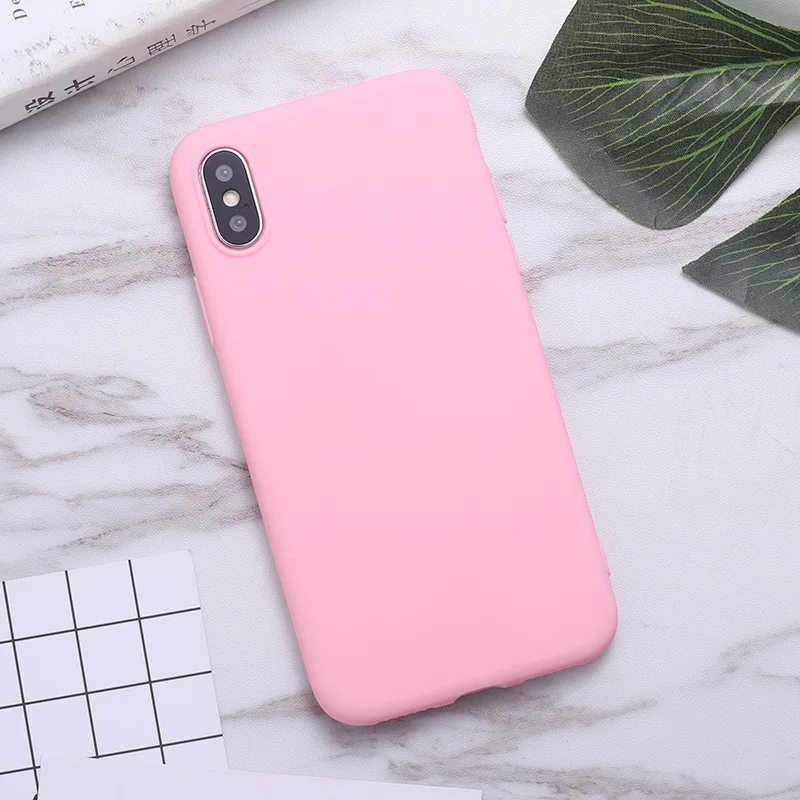 Fashion Phone Case For iPhone 7 6 6s 8 X Plus 5 5s SE XR XS Max Simple Solid Color Ultrathin TPU Candy Back Cover |
