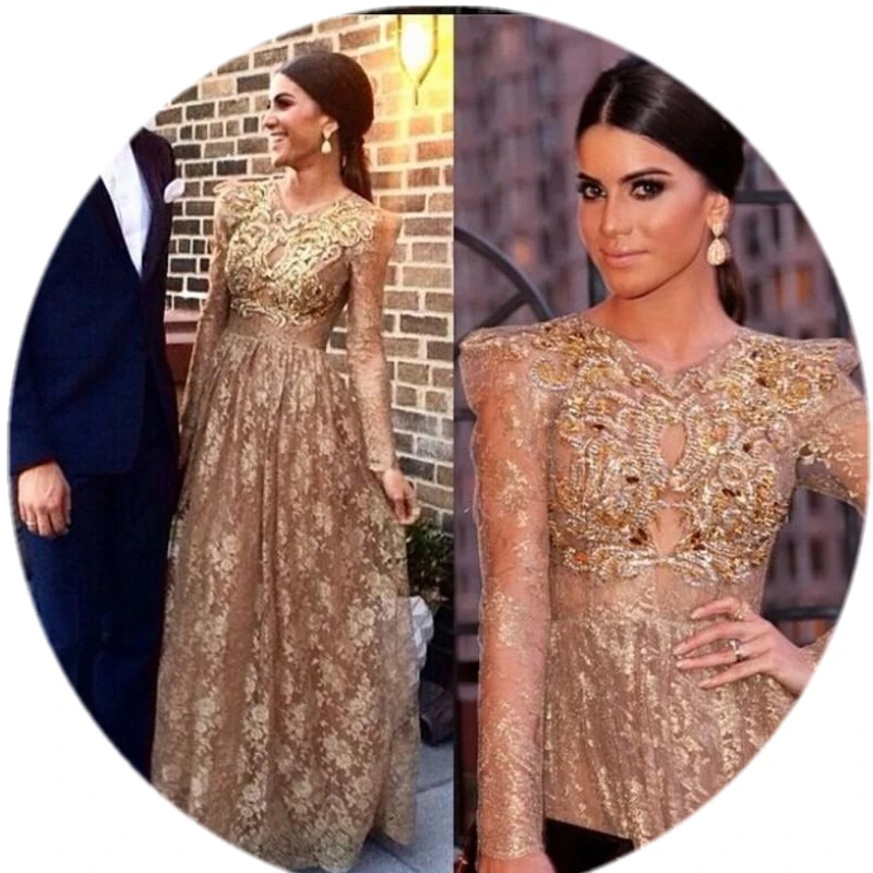 Вечернее платье для выпускного вечера кружевное вечернее с длинными рукавами и