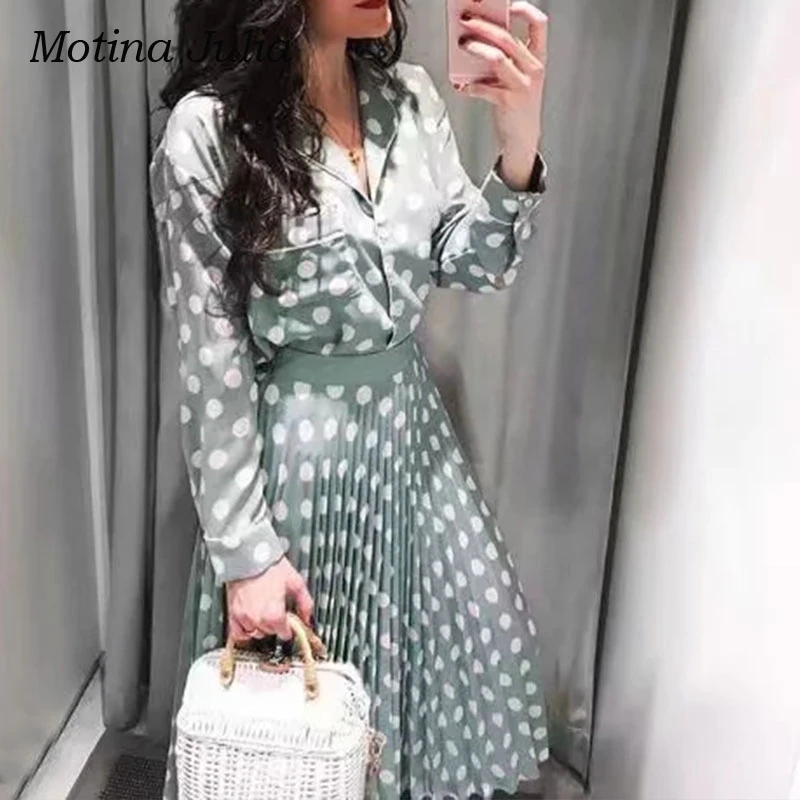 Motina Julia 2018 уличная шикарная юбка в горошек Женская Большой маятник