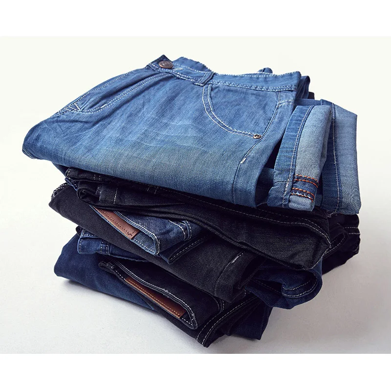 Мужские прямые джинсы IEMUH повседневные однотонные длинные брюки размеры 28-48 |