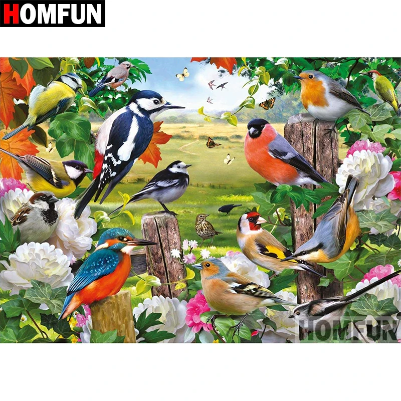 

HOMFUN 5D DIY Diamond Painting Full Square/Round Drill "Bird flower" 3D Embroidery Cross Stitch gift Home Decor Gift A08210