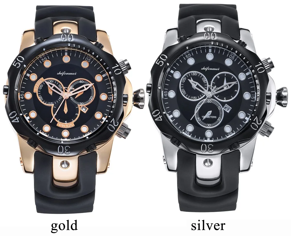 SFMEI S1073 Gold Men Luxury Quartz Watch 3ATM Water Resistant Wrist Original Brand Watches for Big Wrists | Наручные часы