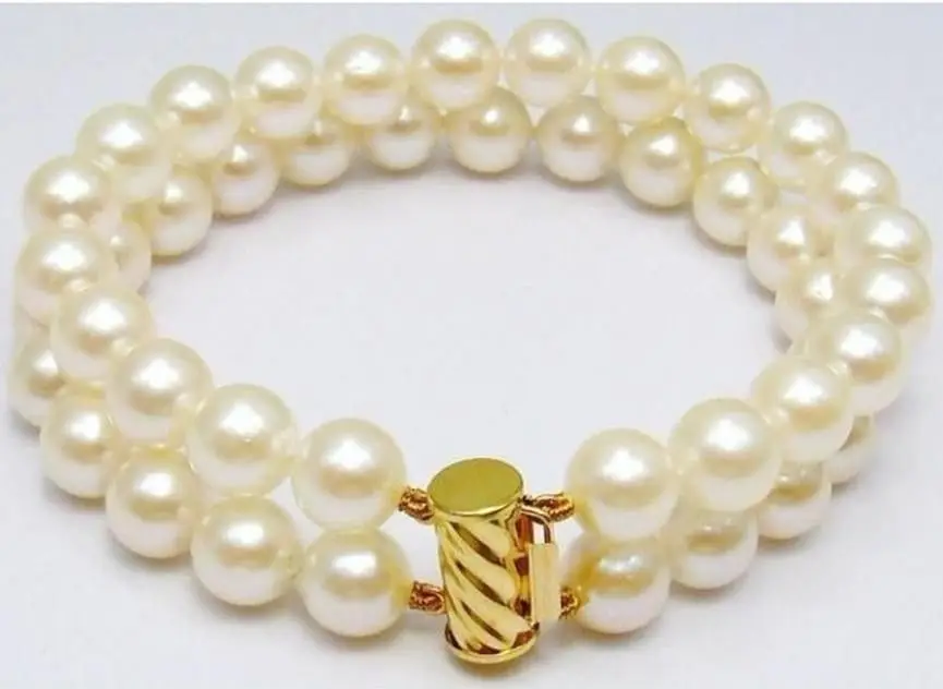 

Fashion 2ROW 8- 9mm WHITE CULTURED PEARL BRACELET 7.5"