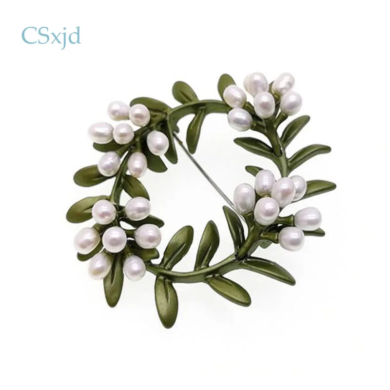 Женская Винтажная брошь в форме венка CSxjd из натурального пресноводного жемчуга