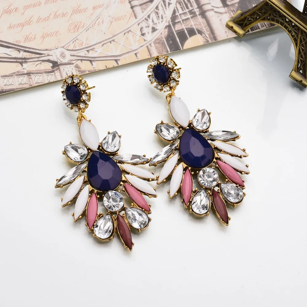 SexeMara New Jewelry 4 Colors Bohemia Ethnic Metal Pending Crystal Dangle Earrings For Women Christmas Gift | Украшения и