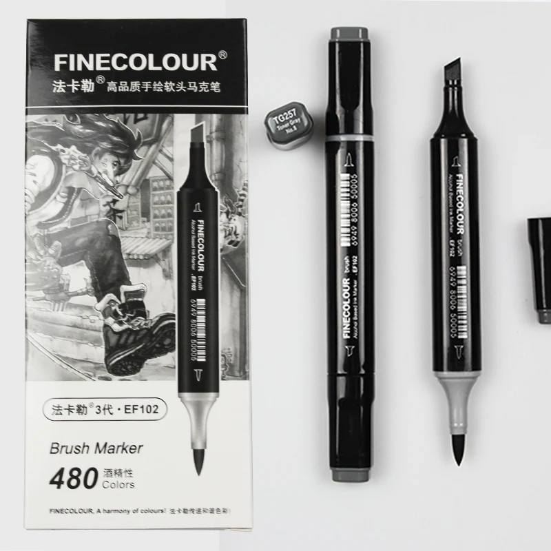 Finecolour EF102 Мягкие кисти профессиональные скетч двухсторонние чернила на