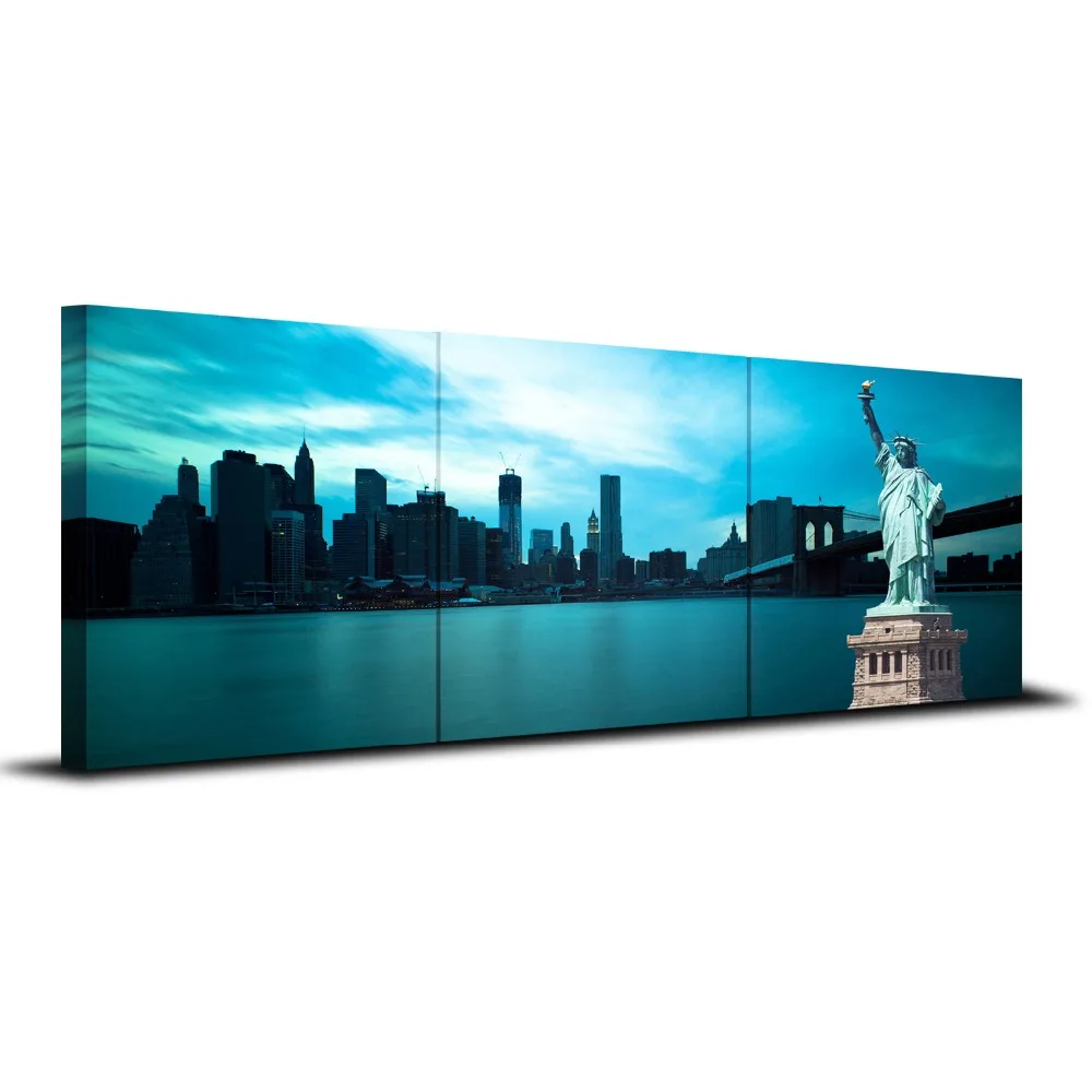 3 Panels Framed Wall Art The Statue Of Liberty Painting Canvas For Home Decor Gift (Stretched By Wooden Frame Ready To Hang) | Дом и сад