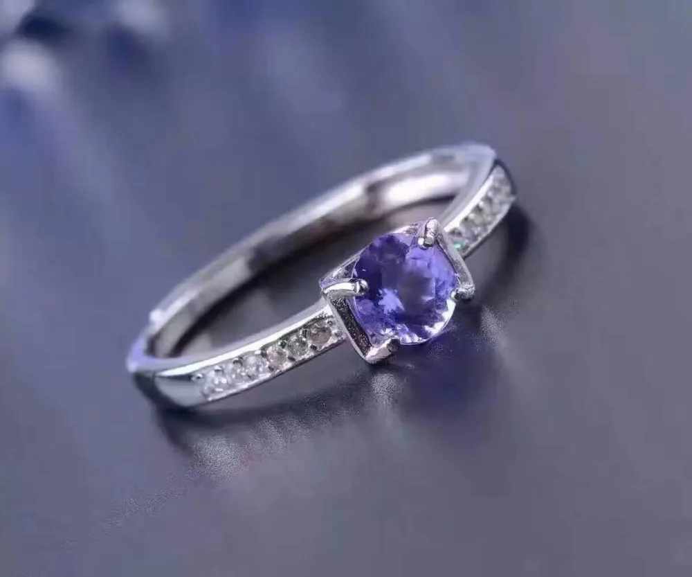 Кольцо из серебра 925 пробы с натуральным танзанитом 5 мм|ring 5mm|ring designring solid |