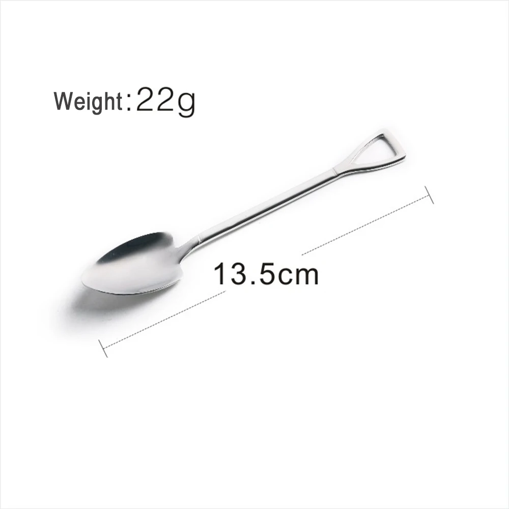 Medium Spoon Нержавеющая сталь креативная Лопата Форма Ложка Вилка для фруктового салата посуда столовые вилки мороженое Десерт чайные ложки Пикник Кемпинг - Цвет: Medium Spoon