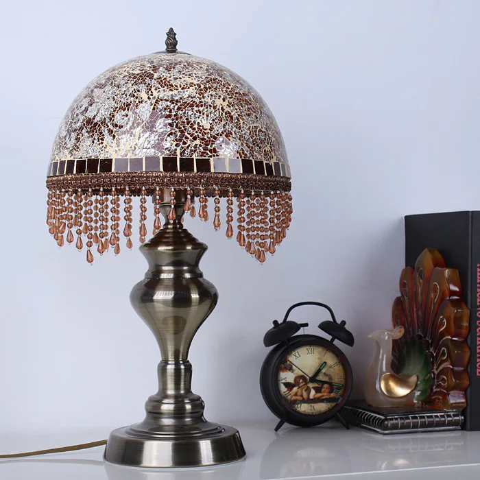 Мозаичная кофейная стеклянная настольная лампа Европейский контрастный