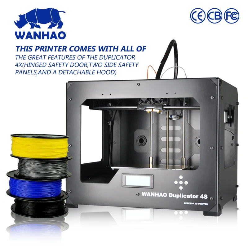

Wanhao duplicator 4X 3D Printer in double extruder, with printing size in 245*145*150mm, package with cylicer cover