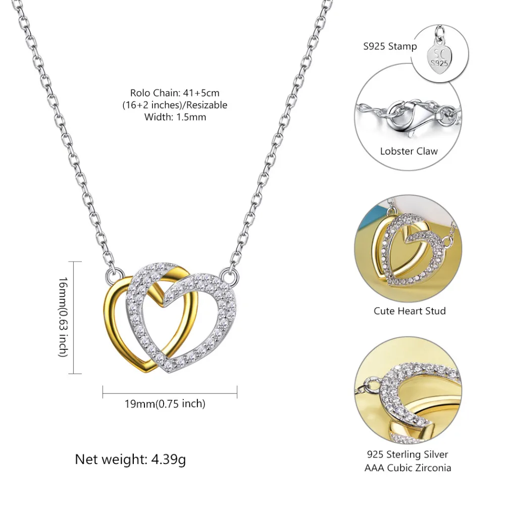 Ожерелье с подвеской в виде сердца из серебра 925 пробы фианитом B6023|necklace heart