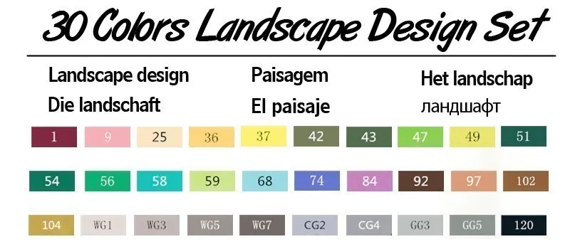 30 Landscape Set TOUCHFIVE 30/40/60/80 Цвета двойной головкой маркер для рисования на спиртовой основе эскиз Маркеры Ручка для рисования аниме товары для рукоделия - Цвет: 30 Landscape Set