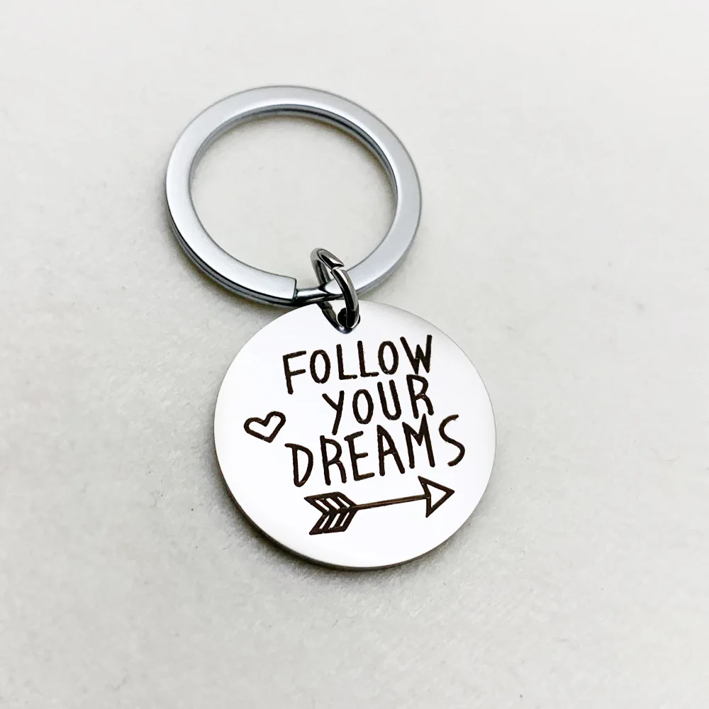 Мужское кольцо для ключей &quotFOLLOW YOUR DREAMS&quot подарок пары брелок из нержавеющей