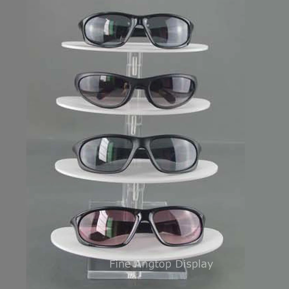 Демонстрационная стойка для очков прозрачная и белая акриловая 4-уровневая