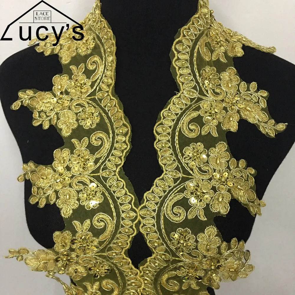 Новинка кружевная отделка Золотая вышитая кординговая шитье для униформы и