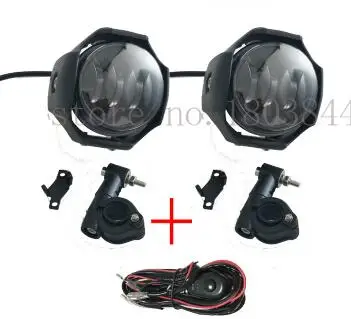 light and harness 2x LED Универсальный мотоциклов туман свет Дополнительная лампа алюминия Корпус 10-30 В мотоцикл фар грузовик пятно света - Цвет: light and harness