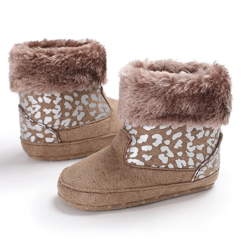Winter Baby Kids Boots Fashion Infant Toddler Newborn Girls Boys Keep Warm Snowfield Fleece Leopard Print Soft Soled Shoes | Мать и