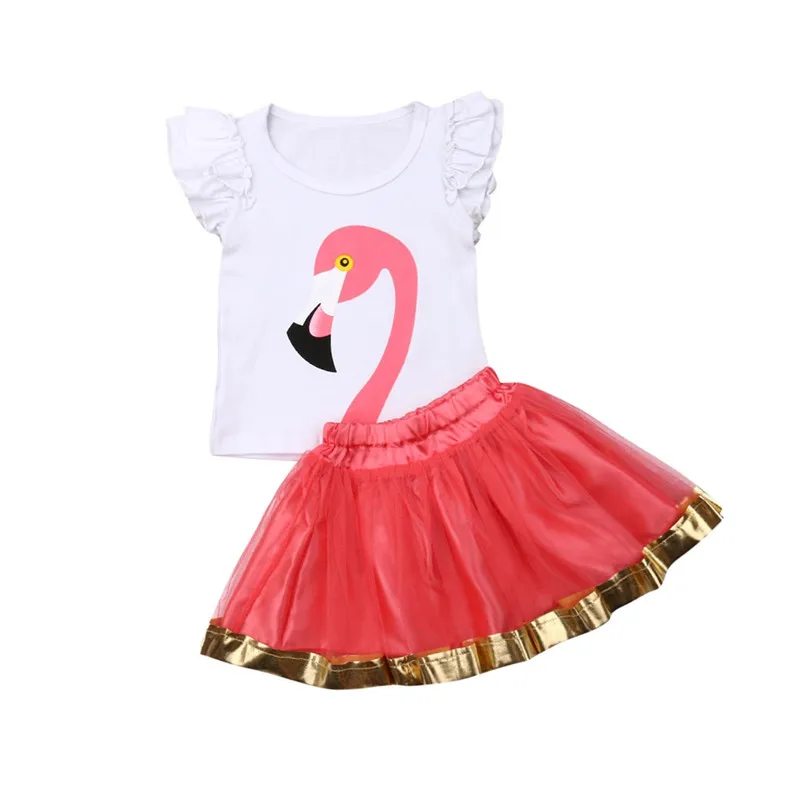 Emmababy Newborn Baby Girls Clothes Cute Swan Cartoon Tops T-Shirt +Tutu Skirt Bebe girl Clothing sets Outfits 1-5Y | Детская одежда и
