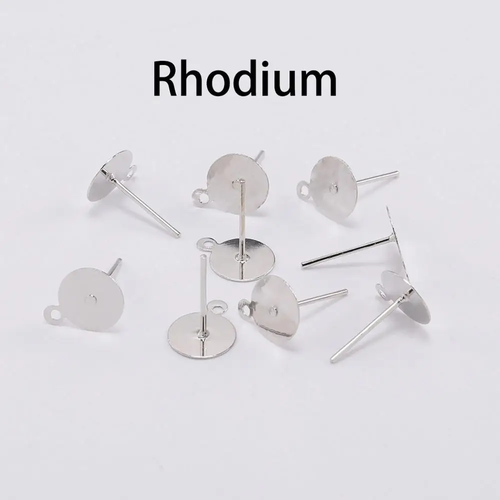 Rhodium 200 шт./лот, 6, 8, 10, 12 мм, пустой поднос, плоский кабошон, камея, круглый поднос, принадлежности для самостоятельного изготовления ювелирных изделий - Цвет: Rhodium