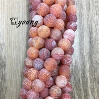 matte red fire crackle agates beads round magic agates beadsfrosted drilled beads15 5 full strand my1622