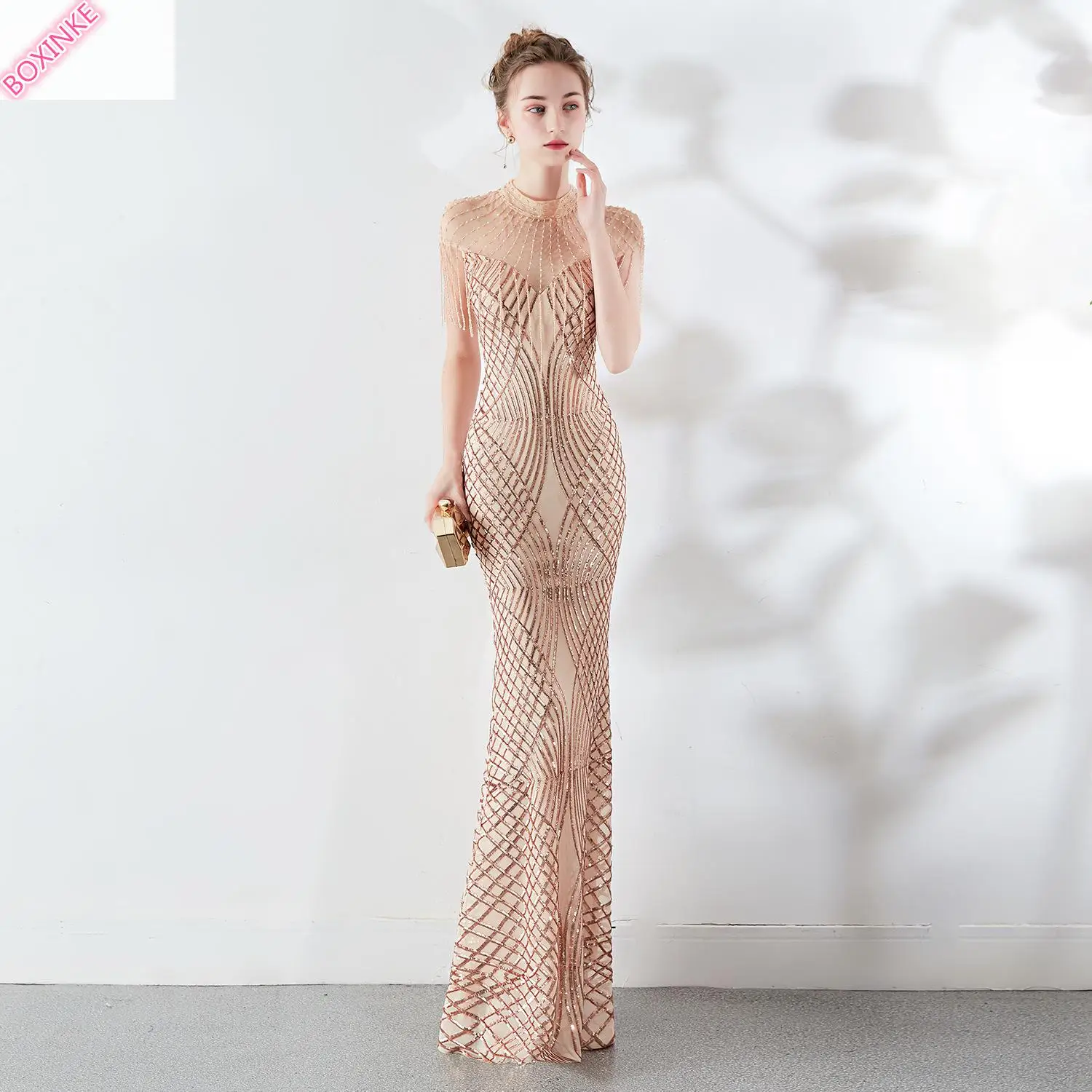 

Vestidos Mujer Mesh Cotton Dress Women Plus Size New Spring And 2019 Long Fishtail Slim Banquet Noble Female Sense Night Club