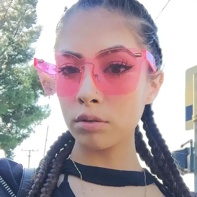 VictoryLip Transparent Sun Glasses women Sunglasses Gradient elegant Optics Rimless Lady New Oversized Party Brand Designer | Аксессуары