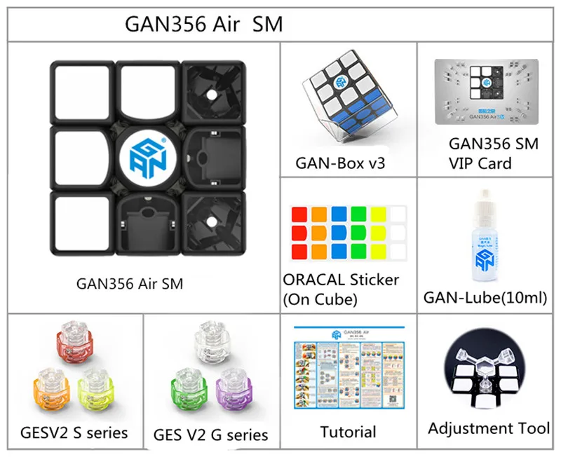 GAN356 Air SM Кубик Рубика для профессионалов 3x3x3 356Air Magenetic Скорость Cube Черный версия