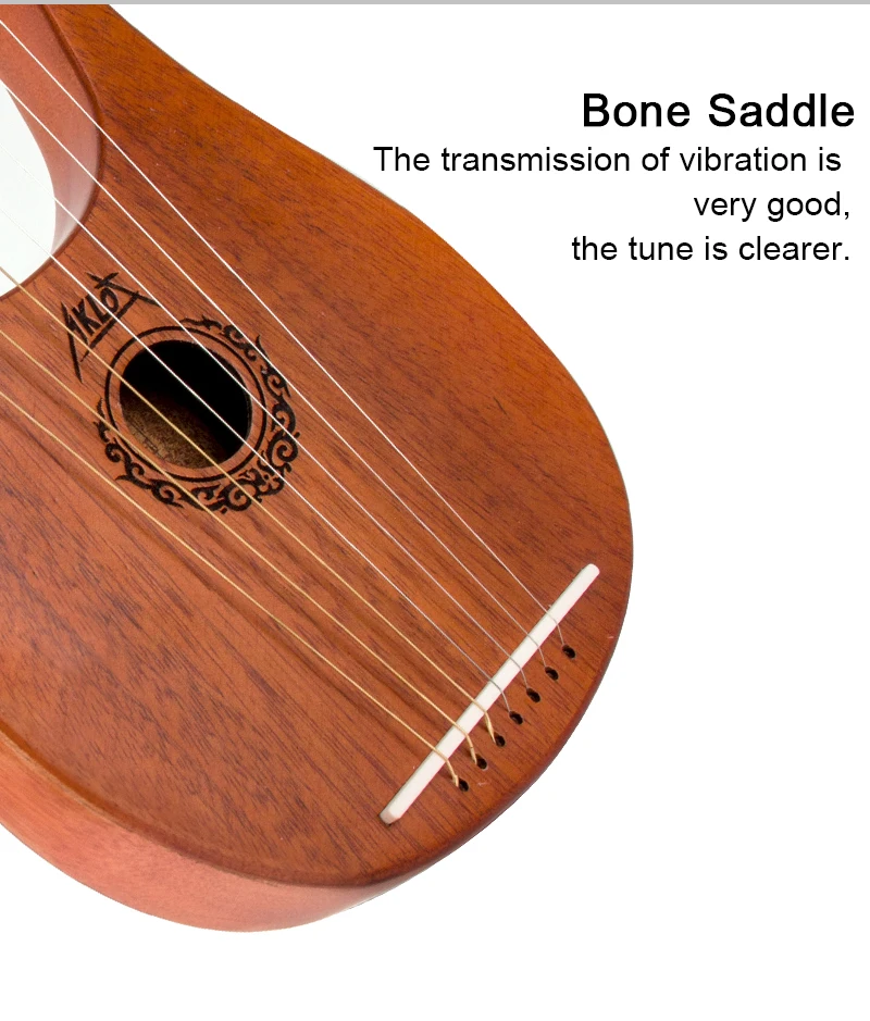 AKLOT Lyre harp 7 струн из красного дерева корпус костяная гайка с тюнинговым ключом и Gig Bag для начинающих