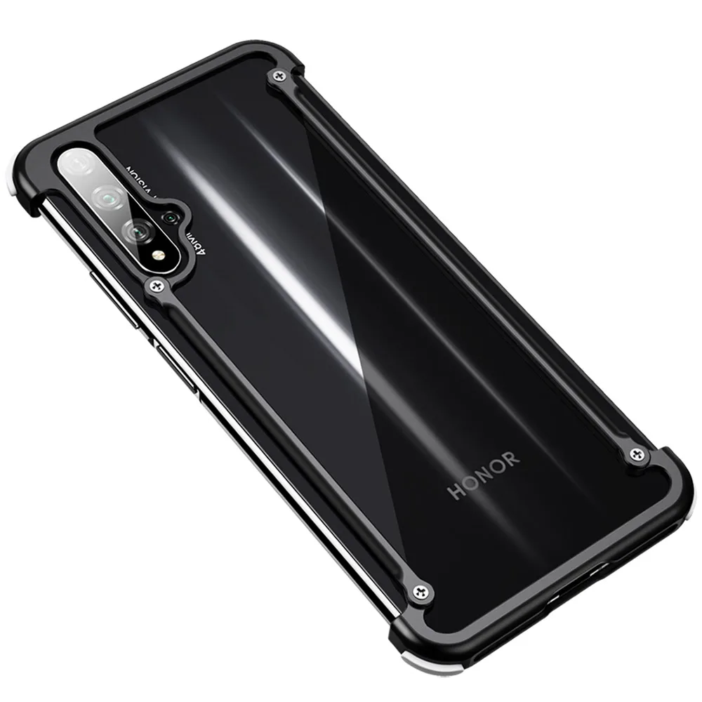 OATSBASF роскошные подушки безопасности металлический чехол для huawei Honor 20 чехол индивидуальный чехол для huawei Честь 20pro чехол тонкий металлический бампер чехол для huawei NOVA - Цвет: Black