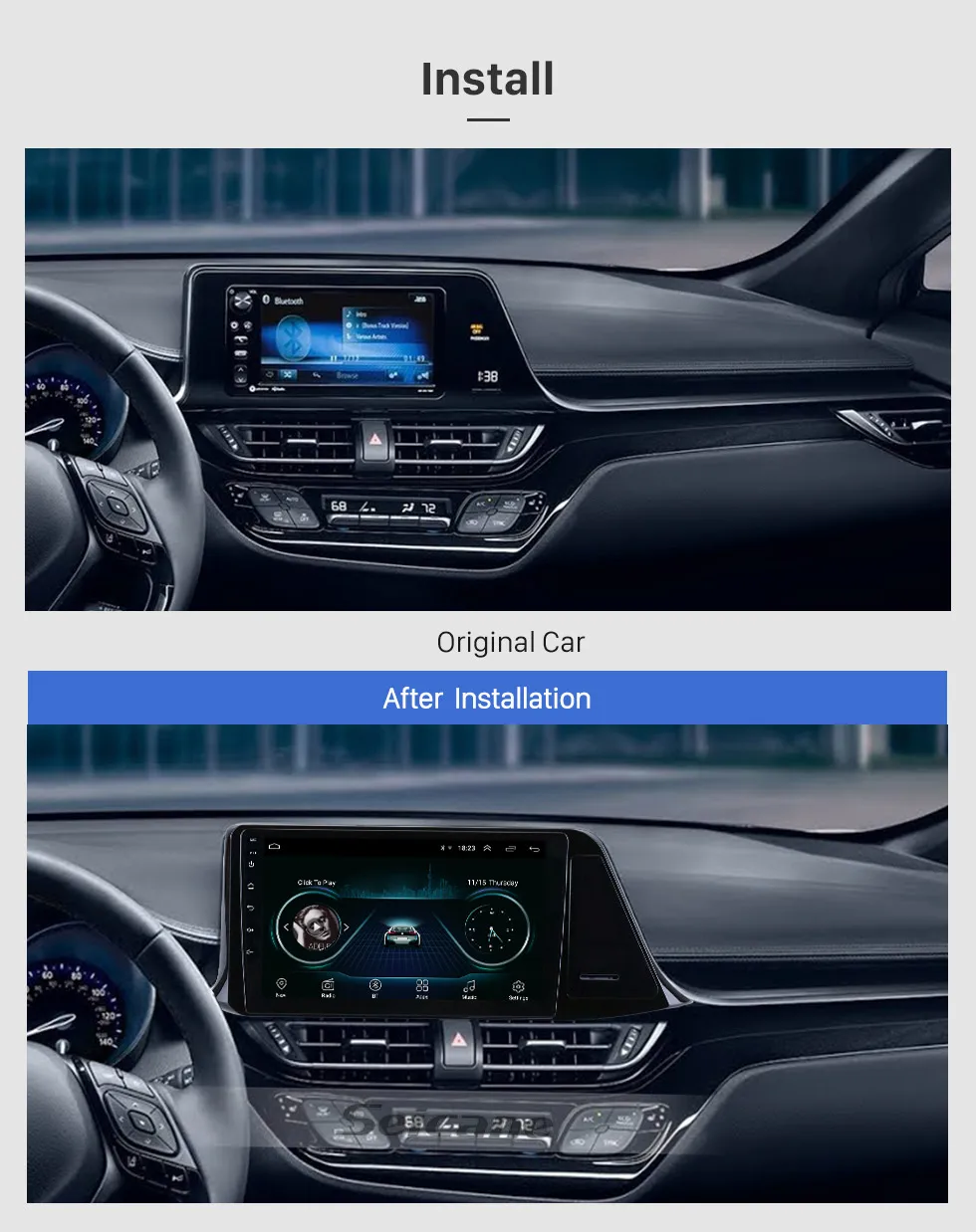 Seicane Android 8,1 2din автомобильный мультимедийный плеер для Toyota C-HR gps навигация поддержка 3g Зеркало Ссылка цифровой ТВ