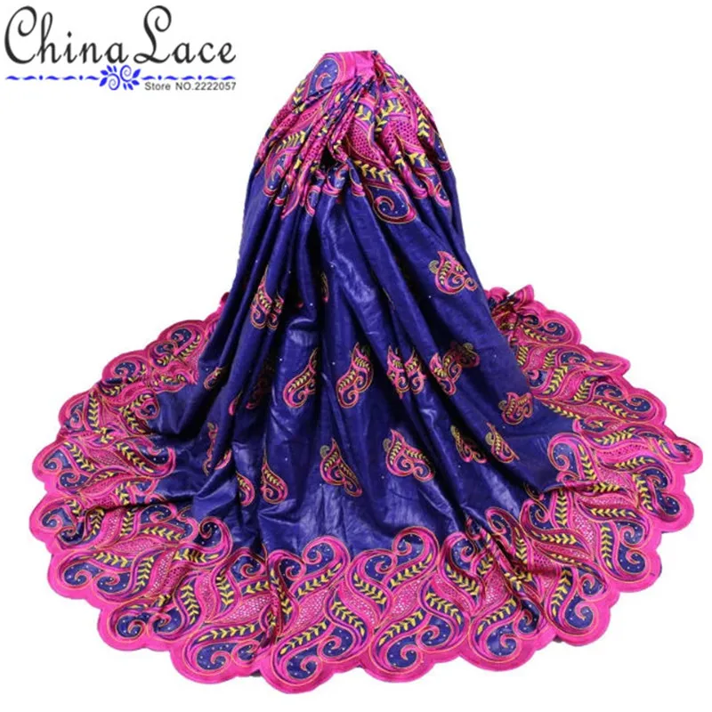 2017 Новое прибытие фиолетовый африканская базен riche getzner ткани с Вышивкой