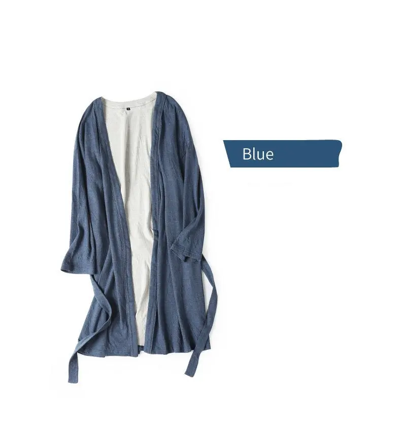 Autumn Brand Robes lovers Pajamas Women Cotton Robe Couples Long Sleeve Robe Female V-neck collar Bathrobe with Belt
