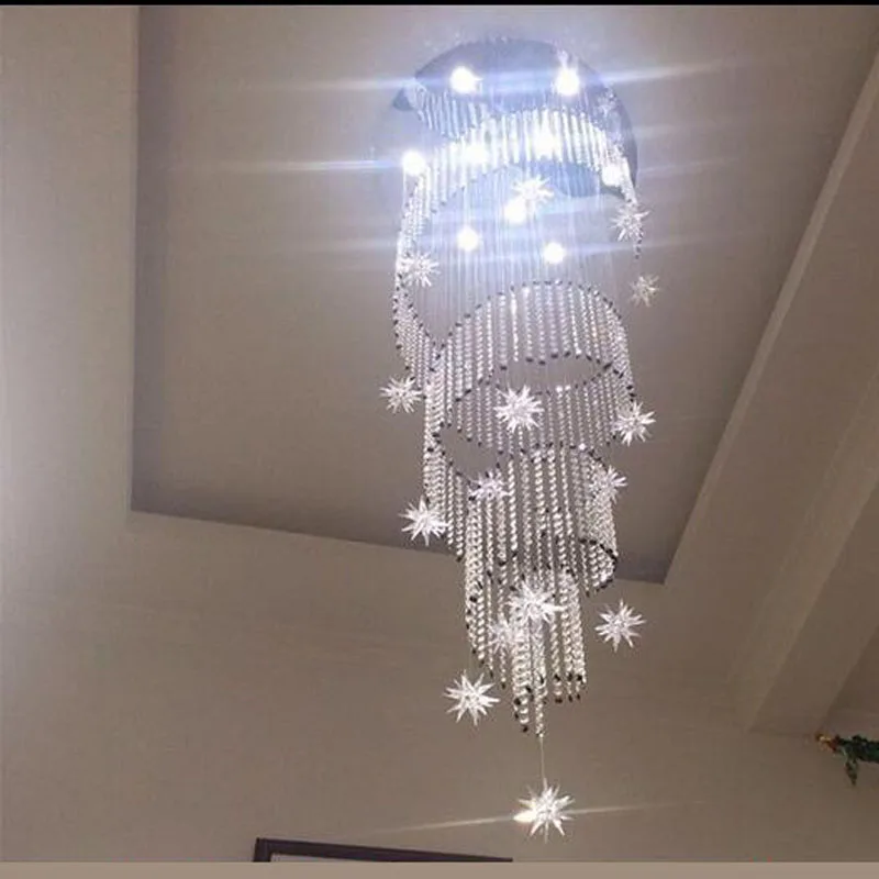 値段 現代スパイラル K9 クリスタル Led シーリングライト大階段屋内 GU10LED ロング階段天井照明器具