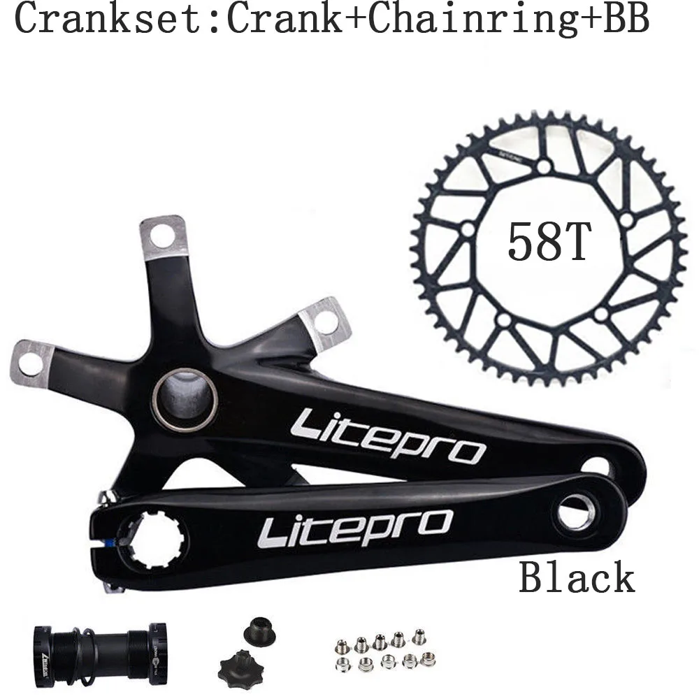 130 BCD AL7075 сплав узкая широкая цепь из колец цепь 170 мм кривошипно BB Сверхлегкий складной велосипед Звездочка 11-50/52/54/56/58T - Цвет: Black-58T