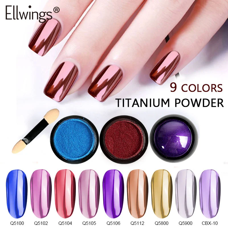 Ellwings 0 2 г титановый порошок розовый Золотой Серебряный ноготь художественные