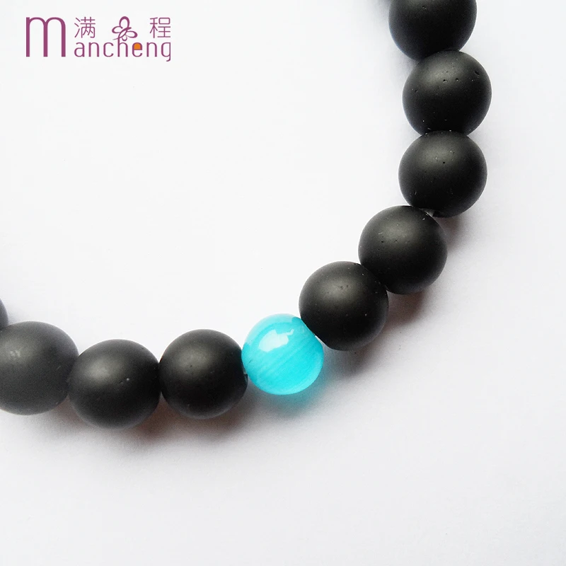 Женский Круглый обсидиановый браслет с бусинами диаметром 7 дюймов 8 мм|bracelets