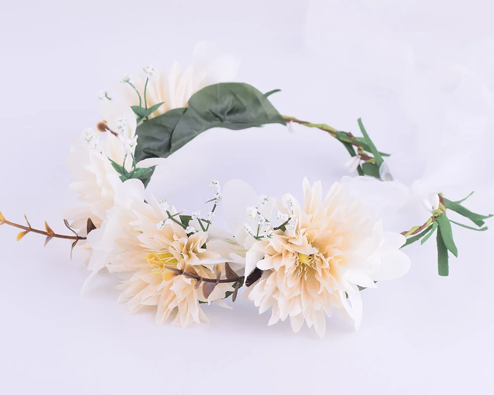Цветочный венок короны лилий ручной работы CXADDITIONS для свадебной поездки на фестивали декоративное головное украшение для девушки с розами.