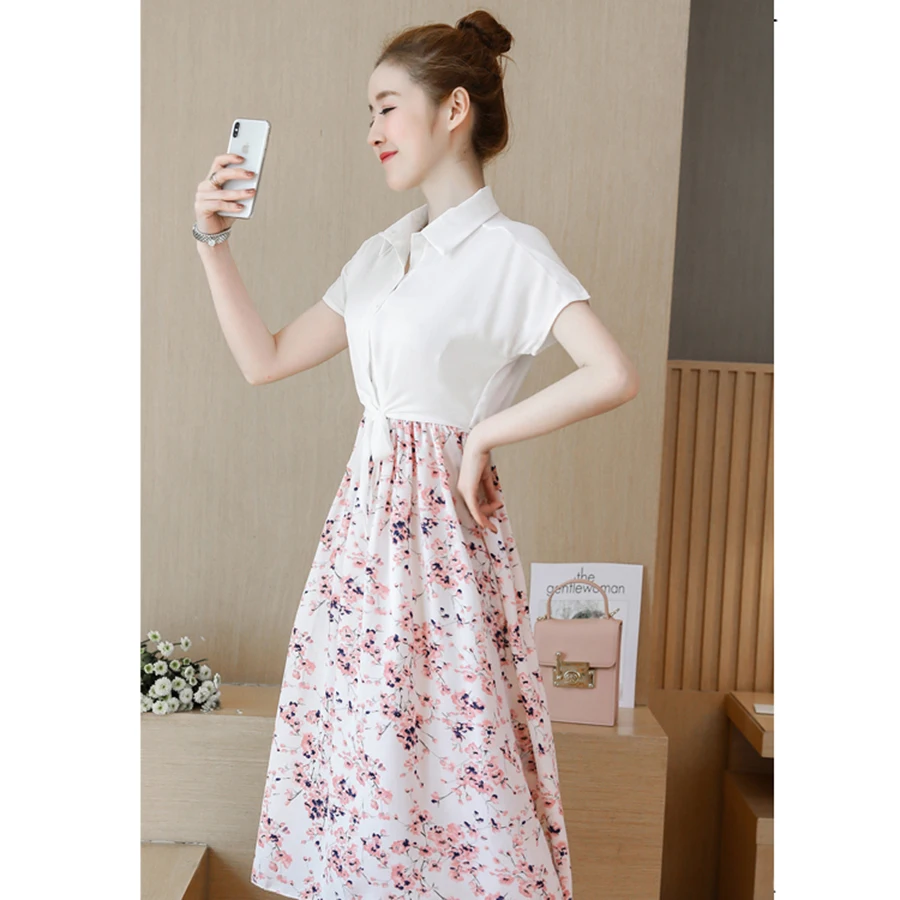 2019 в Корейском стиле Винтаж Boho рубашка-сарафан летнее платье плюс Размеры принт