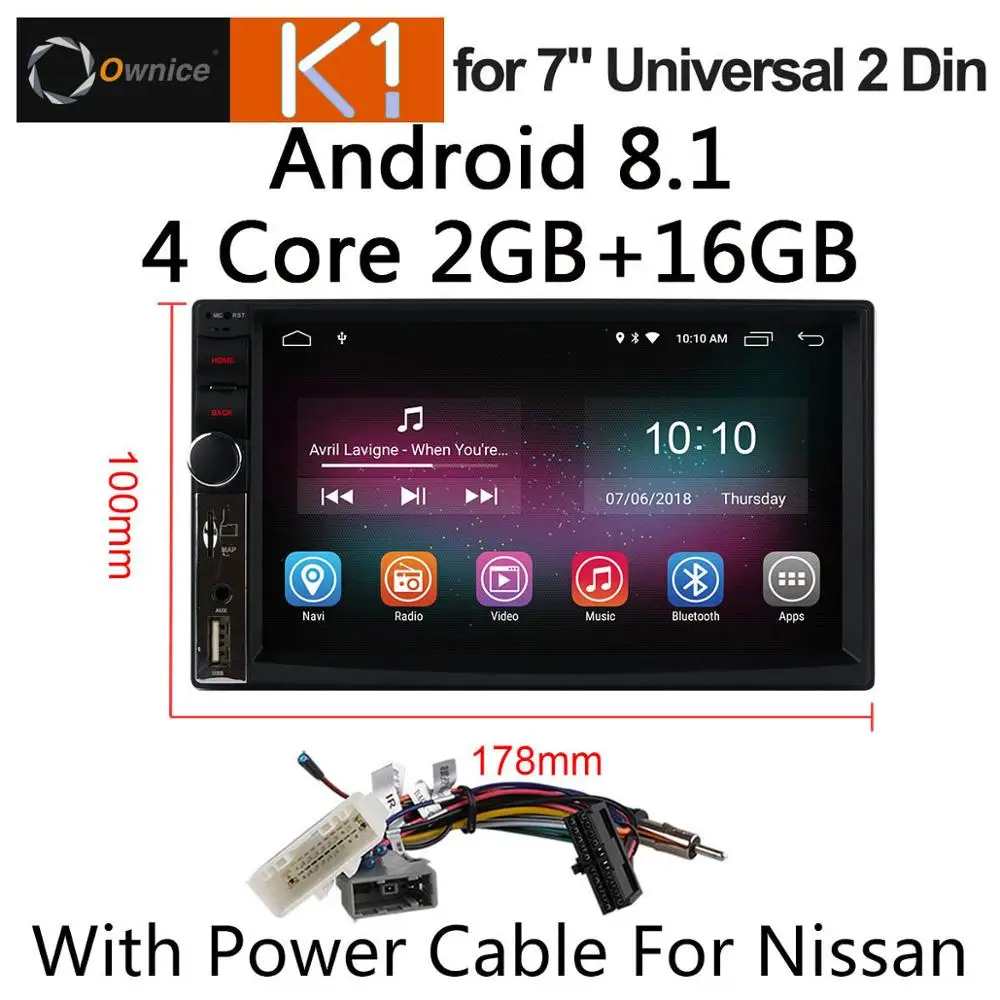 K1 8.1 Nissan Cable " ультра тонкий интеллектуальный автомобильный планшет ПК Мультимедиа Android 8,1 Универсальный 2 Din Автомобильный Радио Стерео gps для Nissan Toyota VW peugeot - Цвет: K1 8.1 Nissan Cable