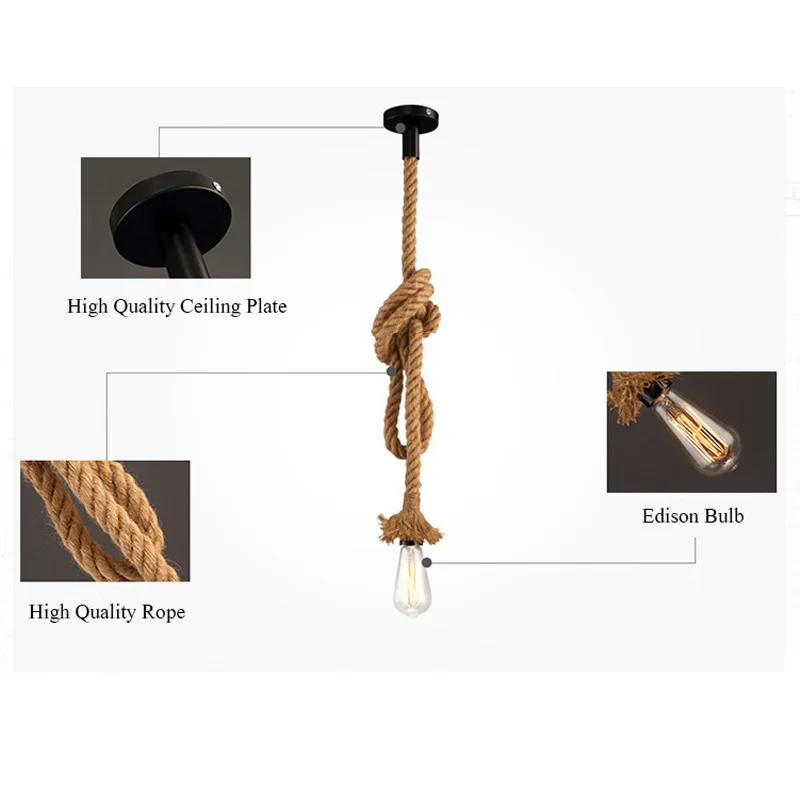 Веревочный подвесной светильник Livewin лофт в деревенском стиле подвесное