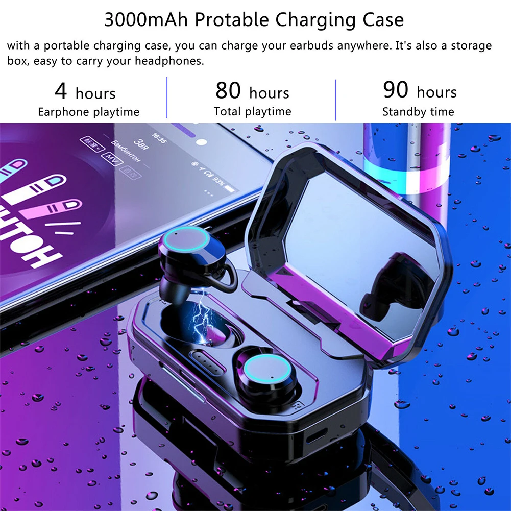 Twins глубокий бас автомобильный зарядный ящик Музыкальные bluetooth-наушники