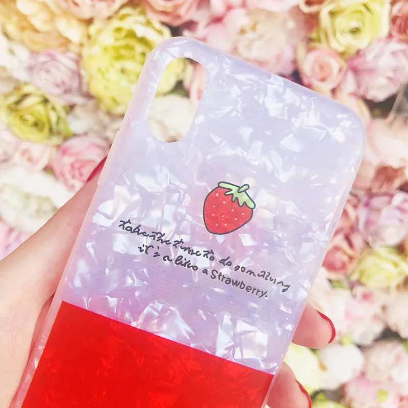 Новый Bling блестящие пикантные Прекрасный чехол для iphone x фрукты Клубника цветок