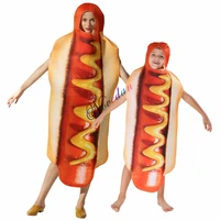 adult kids funny 3d print food sausage hot dog costumes halloween men women one piece anime suit carnival party cosplay