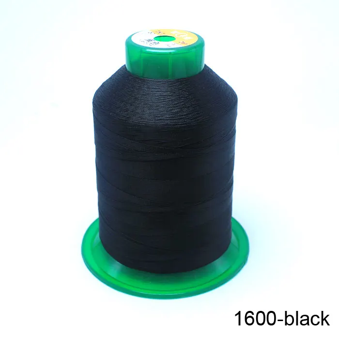 black 150D/3 1600 метров три высокопрочные полиэфирные швейные нитки/шелковые легкие швейные нитки/холст кожаный диван ковбойская нить - Цвет: black