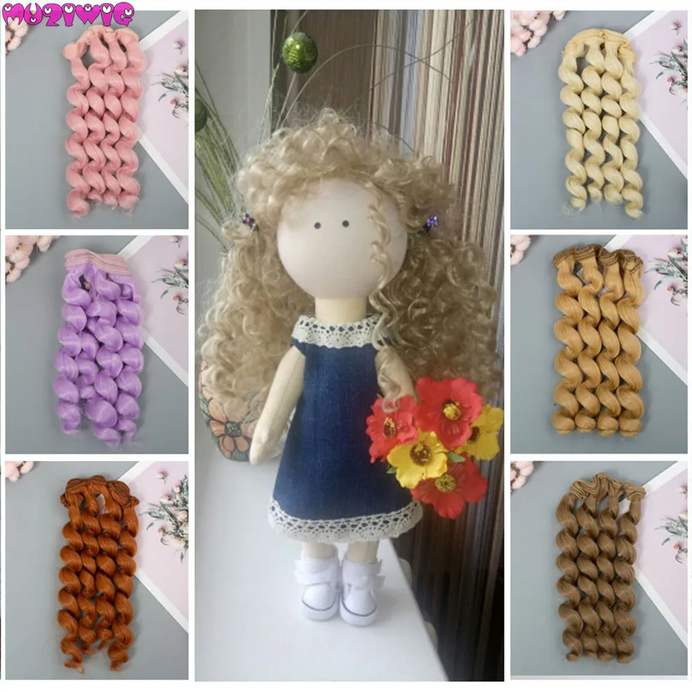 

1pc 15cm Doll Accessories Curly Synthetic Fiber Wig Hair for Doll DIY High Temperature Wire Doll Wigs