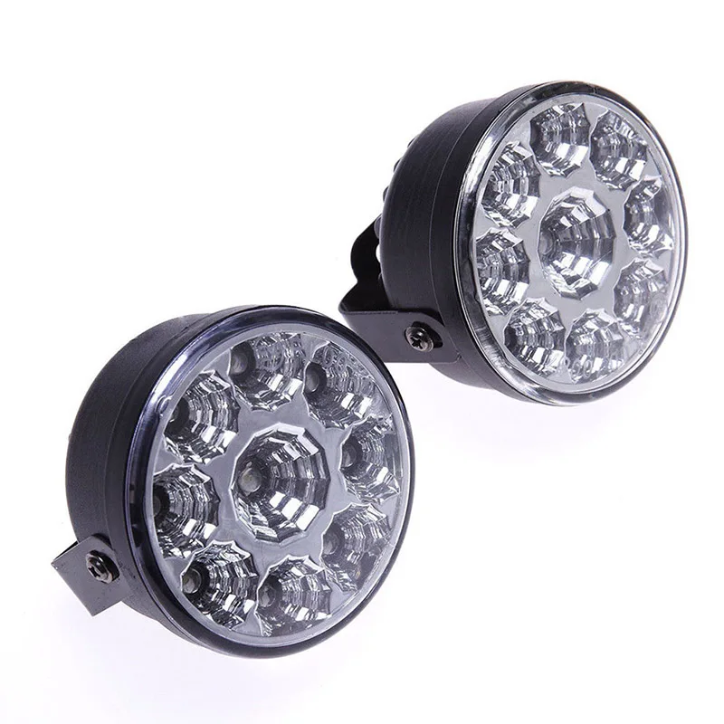 Новинка 2 шт. 9 led DRL круглый автомобильный противотуманный фонарь для вождения дневные ходовые огни головной светильник белый